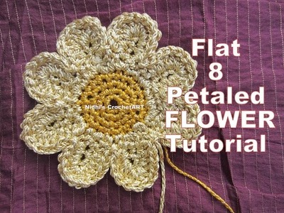 How To Crochet- Flat 8 Petaled FLOWER Tutorial