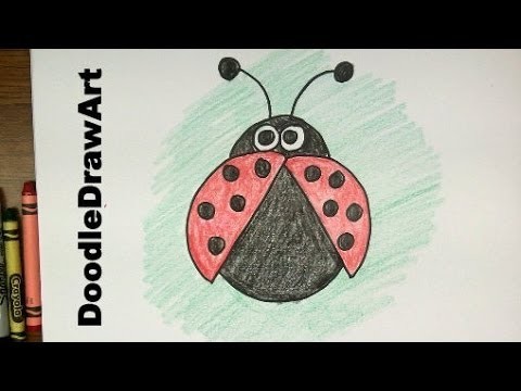 How To Draw a Ladybug!  Easy Cartoon Lady Bug tutorial - For Kids!