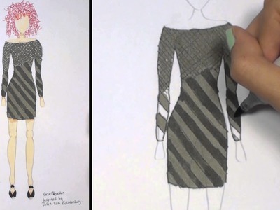 How to Draw Clothes for Beginners Fashion Designing: Black and Grey Mini-Dress | KT