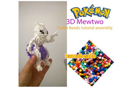 Mewtwo Pokemon 3D perler beads hama beads fuse beads assembly