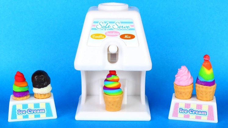 Mini Ice Cream Set with Rainbow Strawberry Chocolate Vanilla Ice Cream Cone and Bowl