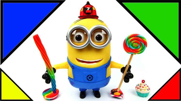 Minion Dave Eats a Rainbow Lollipop and Rainbow Licorice Candy Talks and Farts