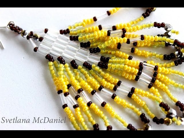 Native American Style Beaded Earrings_seed beads_bugle beads_3mm beads