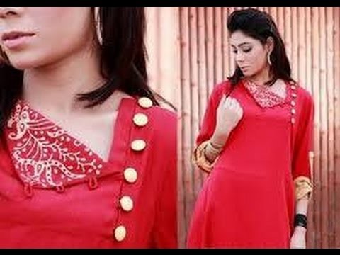 STYLISH KURTI NECKLINE - 1 - EASY CUTTING AND SEWING- DESIGN IT YOURSELF