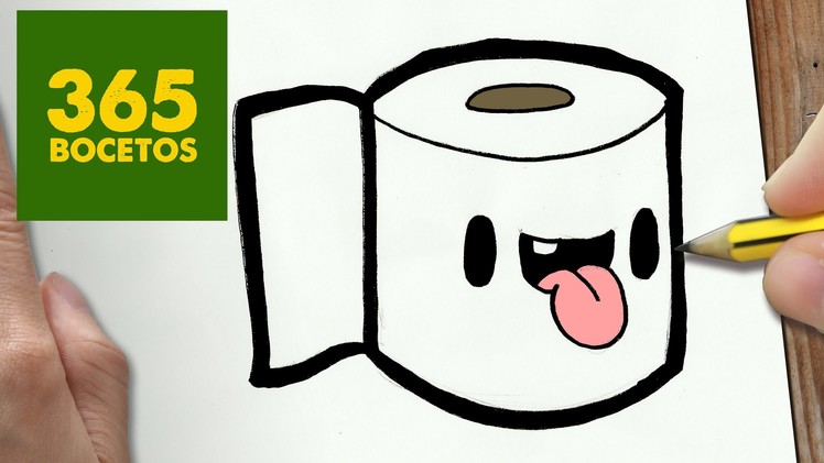 COMO DIBUJAR PAPEL HIGENICO KAWAII PASO A PASO - Dibujos kawaii faciles - How to draw a toilet paper