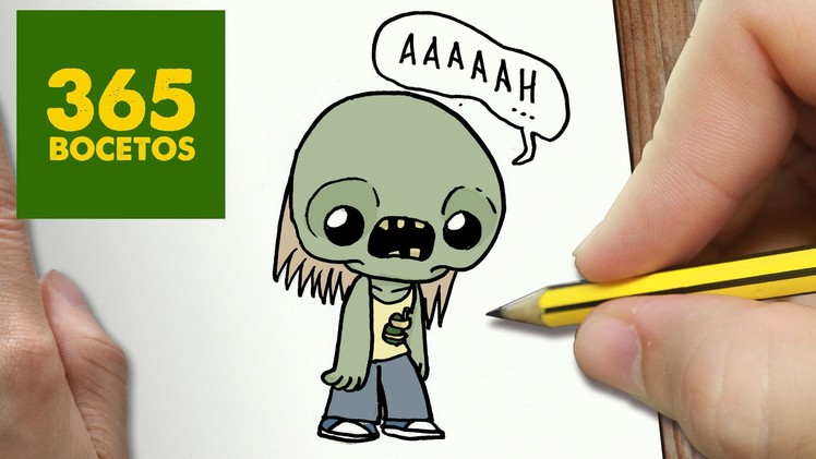 COMO DIBUJAR ZOMBIE KAWAII PASO A PASO - Dibujos kawaii faciles - How to draw a Zombie