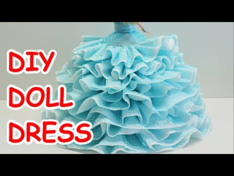 Doll Dress: Bath Tissue Ribbon and Plastic Bottle