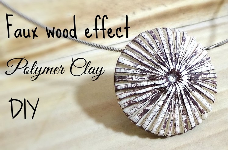 Faux wood pendent polymer clay tutorial ENGLISH
