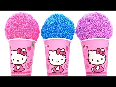 Hello Kitty Foam Clay KINDER Surprise Eggs Ice Cream Cups Minions Disney Princess RainbowLearning