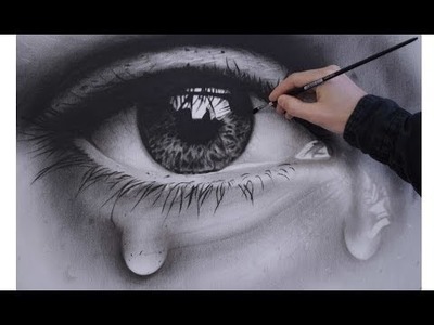 How to Draw a Realistic Eye - speed painting photorealistic dry brush