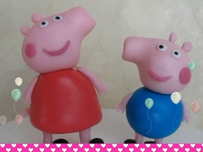 How to make Fondant Peppa Pig and George cake topper figurines - ENGLISH