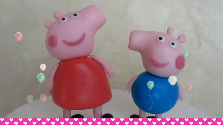 How to make Fondant Peppa Pig and George cake topper figurines - ENGLISH