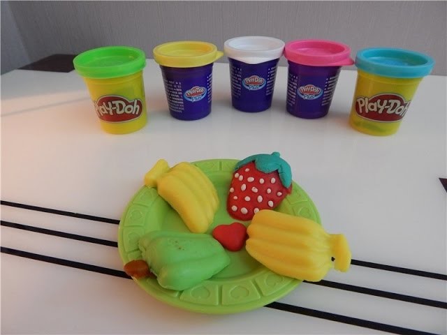 How to Make Play Doh Fruit Assortment - Strawberries, Bananas, Apple.