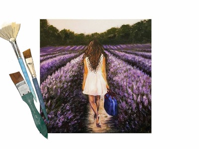 How to Paint A Girl in a Lavender Field - PAINT ALONG - Real Time