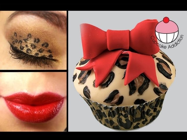 Leopard Print Cupcakes and Matching Makeup! A Cupcake Addiction & Eyedolize Makeup How To Tutorial