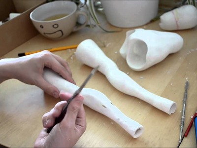 Making my clay BJD: cutting up the legs