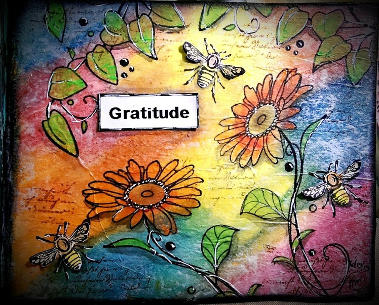 Mixed Media Mini Art Journal Series Page #16 - Gratitude