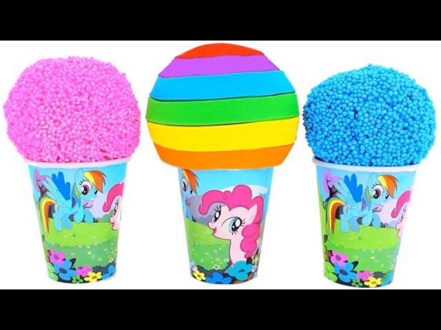My Little Pony Foam Clay & Play Doh Ice Cream Cups MLP RainbowLearning