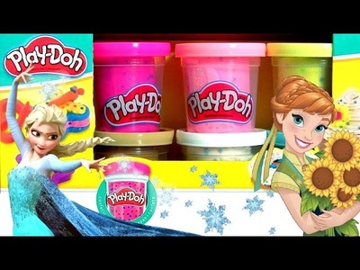 Play Doh Confetti using Glitter Glider Elsa Anna Disney Frozen MagiClip Snow Belle Magic Clip Dolls
