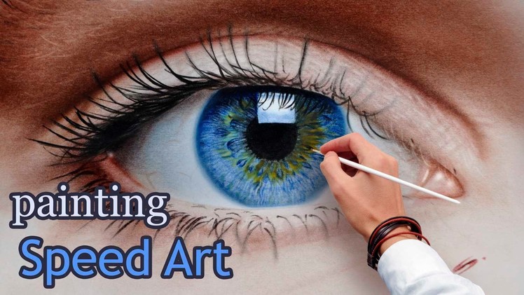 Speed Painting an Eye in oil dry brush. realistic (How To Draw)
