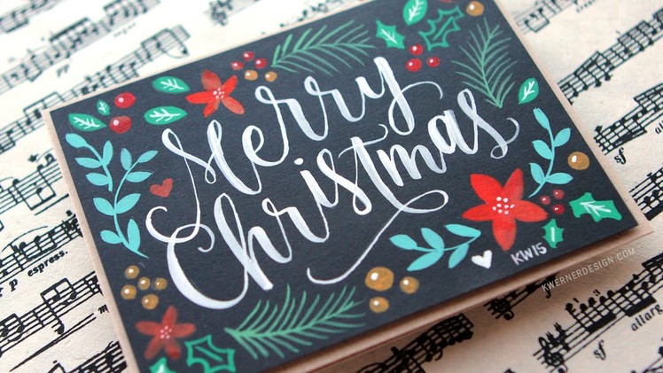 Brush Lettering & Hand Painted Christmas Card