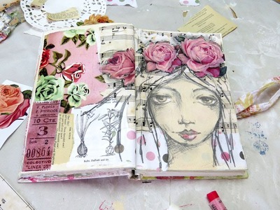 Creating a mixed media girl art journal page