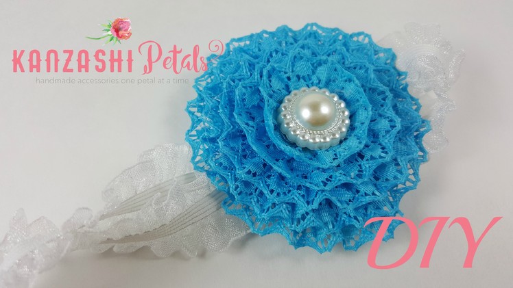 DIY. Super fast and easy lace flower baby headband.