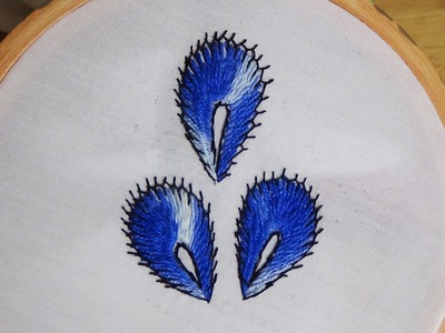 Hand Embroidery: Peacock Feathers (Chemanthy Stitch variation)