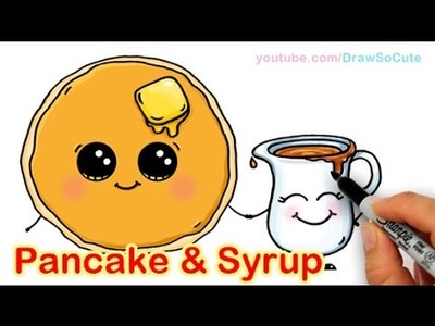 How to Draw Cartoon Pancake and Syrup Breakfast Cute and Easy