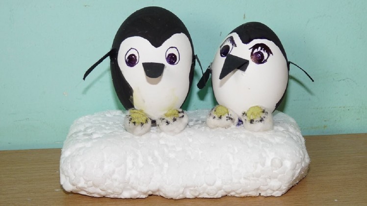 How to make a Penguin Couple from Egg shell