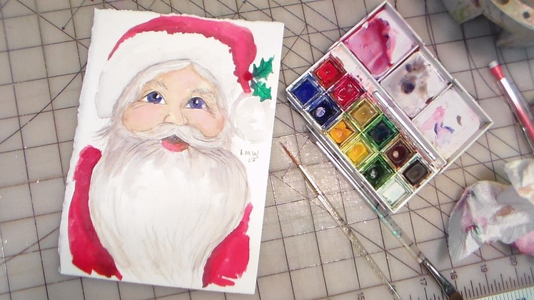 How to paint santa watercolor
