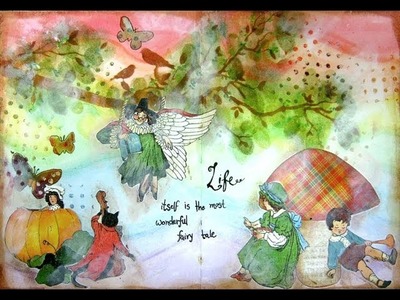 Mixed Media Art Journal Page:  Fairy Tale