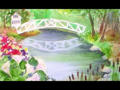 Somesville bridge beginner watercolor tutorial