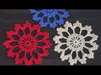 Crochet motif. Tutorial. Large  necklace motif. Part 2.