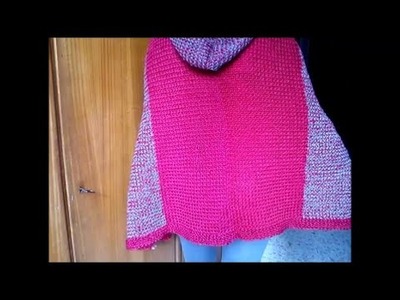 Loom Knit Hooded Poncho with Arm slits