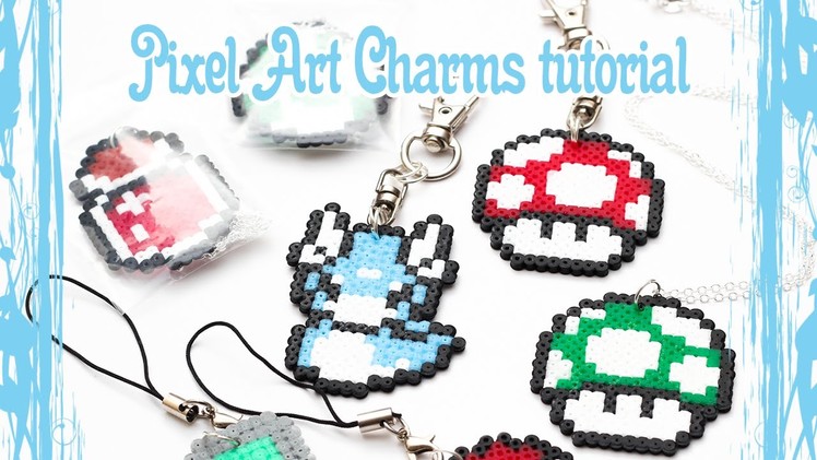 Pixel Art 8bit Charms from hama. perler beads tutorial