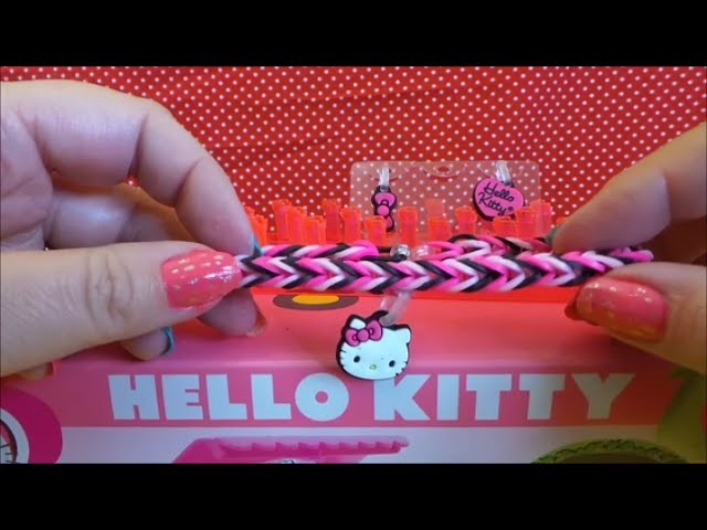Tutorial on how to make a Fantastic Fishtail Hello Kitty Loom Band Bracelet with charm