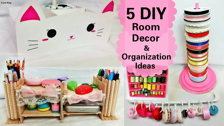 5 DIY Room Decors and Organization Ideas:DIY Animal storage box, Desk Organizer, Ribbon Stand, etc