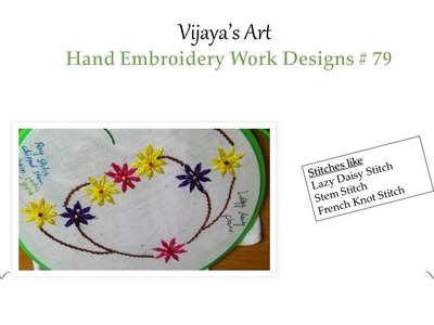 Beautiful Hand Embroidery Work Designs # 79 - Lazy Daisy Stitch Flower Designs