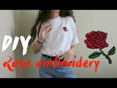 DIY embroidery rose. embroidered t-shirt (easy)