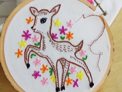 Hand Embroidery: Deer embroidery