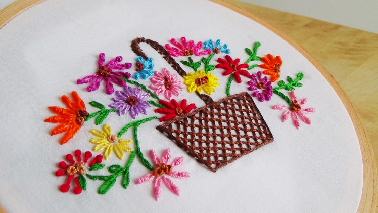 Hand Embroidery: Flowers (Basket)