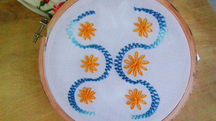 Hand Embroidery: Wavy Herringbone Stitch