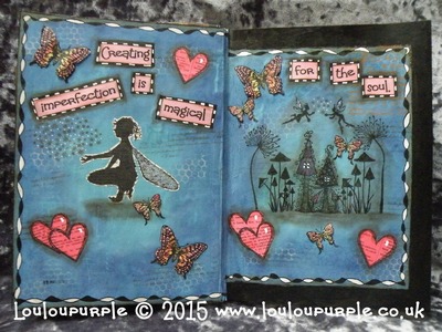 My first journal page using distress paints, pitt pens and uni-ball signo white pen. Lavinia Stamps.