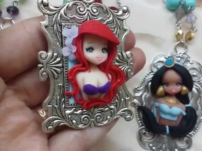 Necklaces in fimo, polymer clay, disney