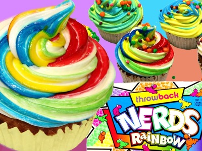 Unicorn poop cupcakes with Rainbow Nerds