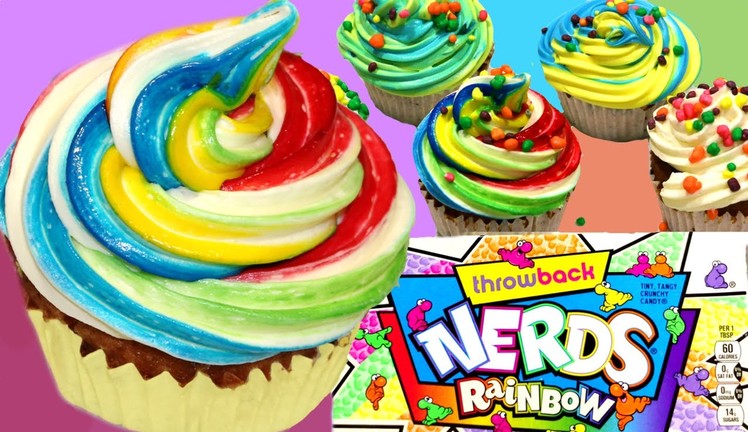 Unicorn poop cupcakes with Rainbow Nerds