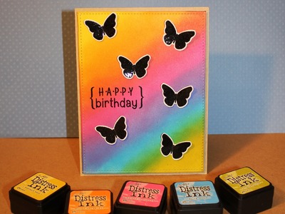 Birthday card with blended distress ink background