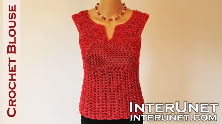 Crochet blouse - red sage stitch summer top crochet pattern