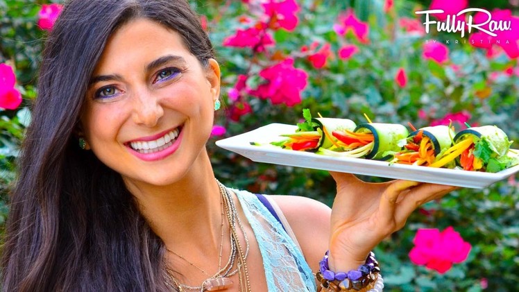 FullyRaw Avocado Cucumber Rainbow Rolls!